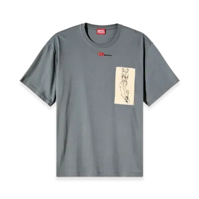 Diesel T-Boxt-1P-Dd T-Shirt With Tattoo Patch "Gray"