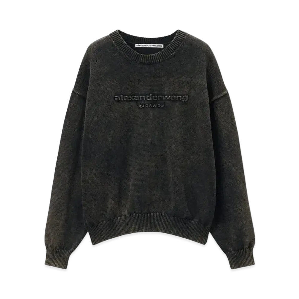 Alexander Wang Organic Cotton Oversize Logo Sweatshirt "Storm Bleach Out"