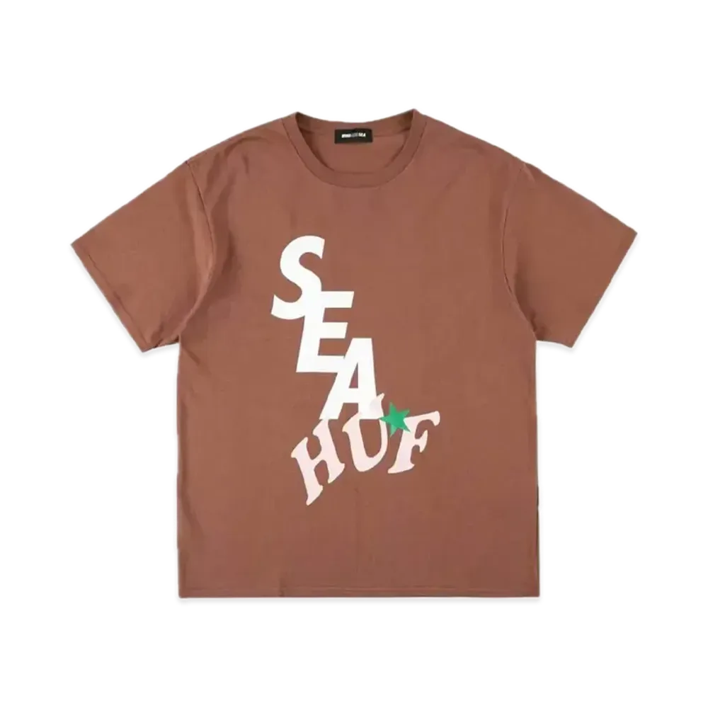 HUF x WIND AND SEA Solid And Tie Dye Tee "Brown"
