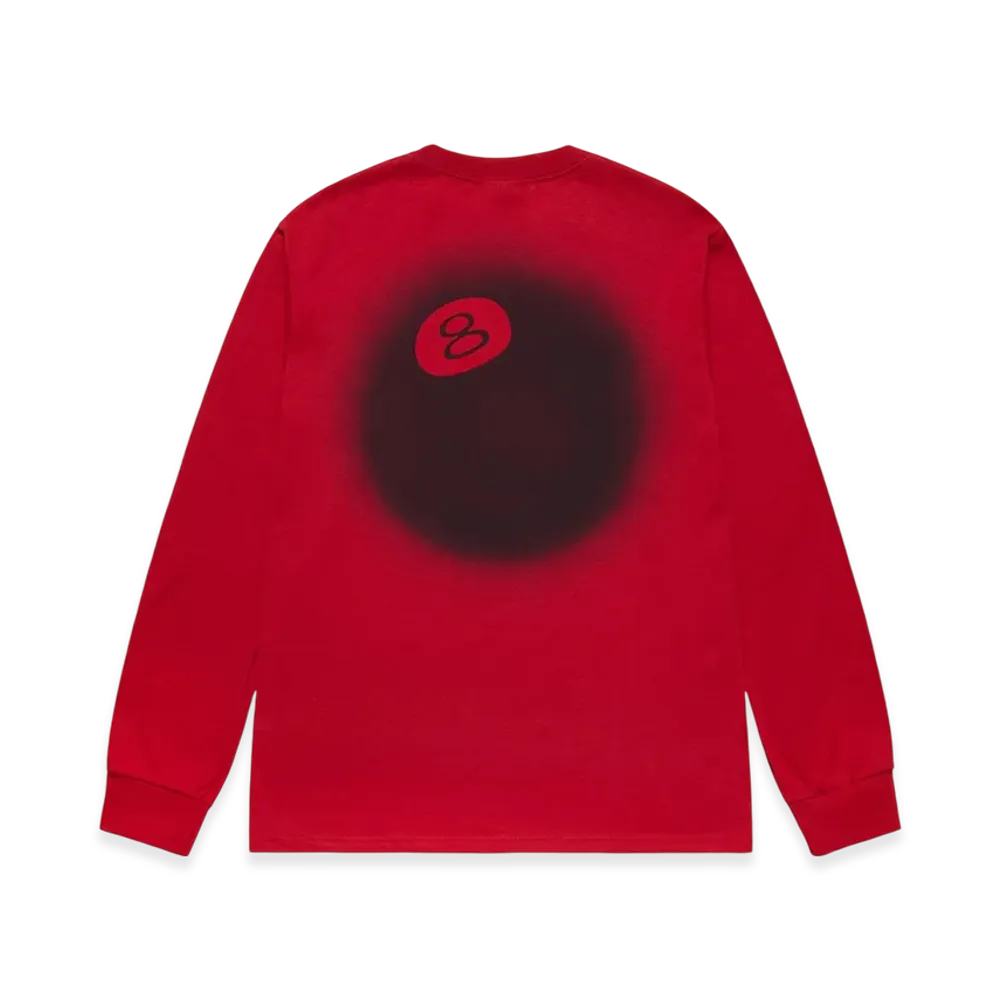 Stussy 8 Ball Fade LS Tee "Dark Red"