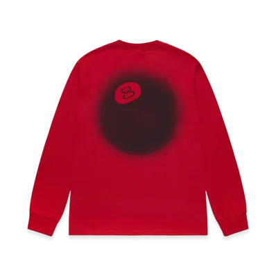 Stussy 8 Ball Fade LS Tee "Dark Red"