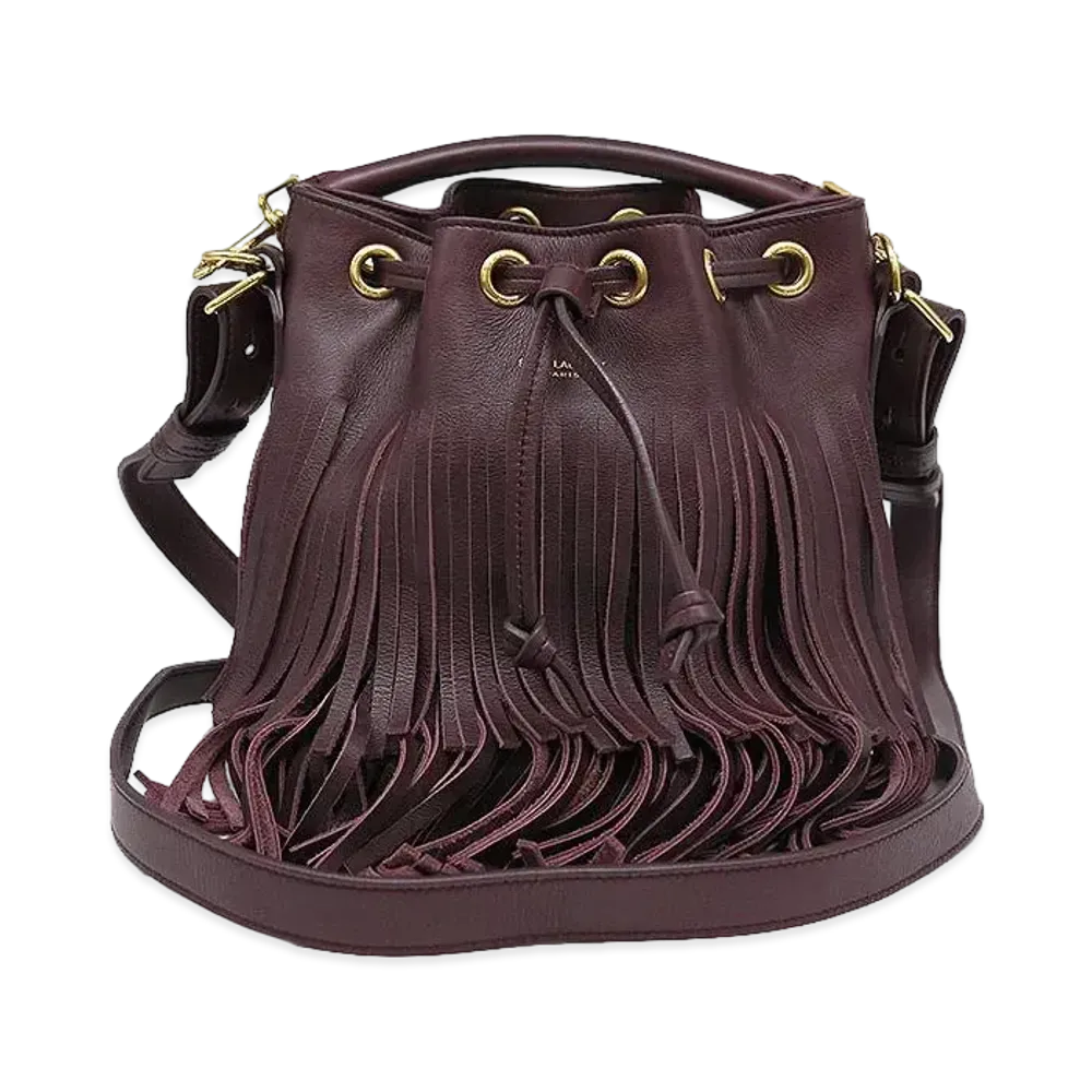 Saint Laurent Emanuelle Leather Fringe Bucket 2WAY Bag "Bordeaux"
