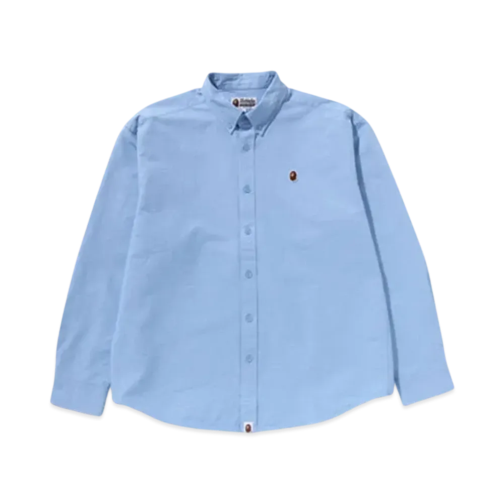 A BATHING APE Line Camo Jacquard Oxford Ls Shirt "Blue"