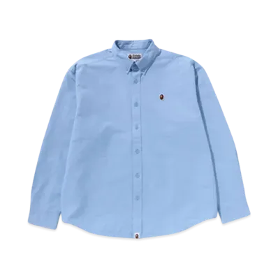 A BATHING APE Line Camo Jacquard Oxford Ls Shirt "Blue"