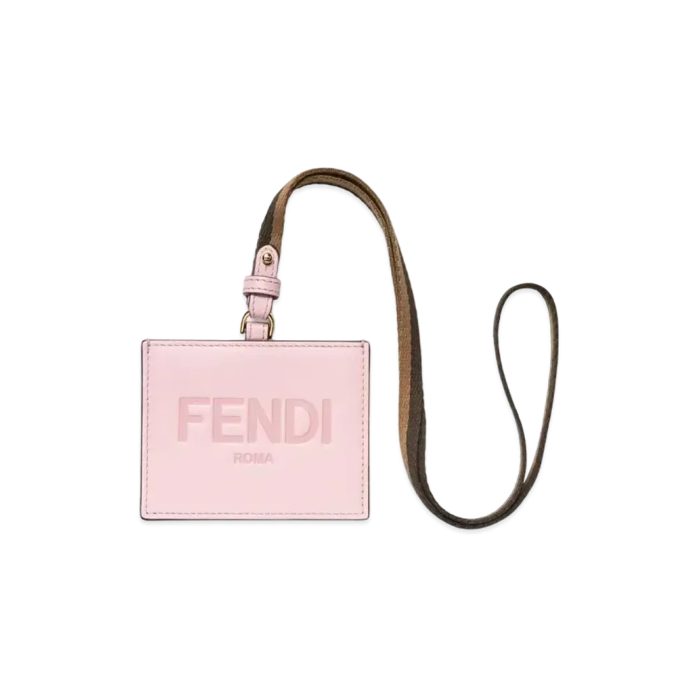 FENDI Leather Name Card Holder "Pink"