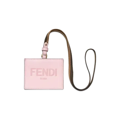 FENDI Leather Name Card Holder "Pink"