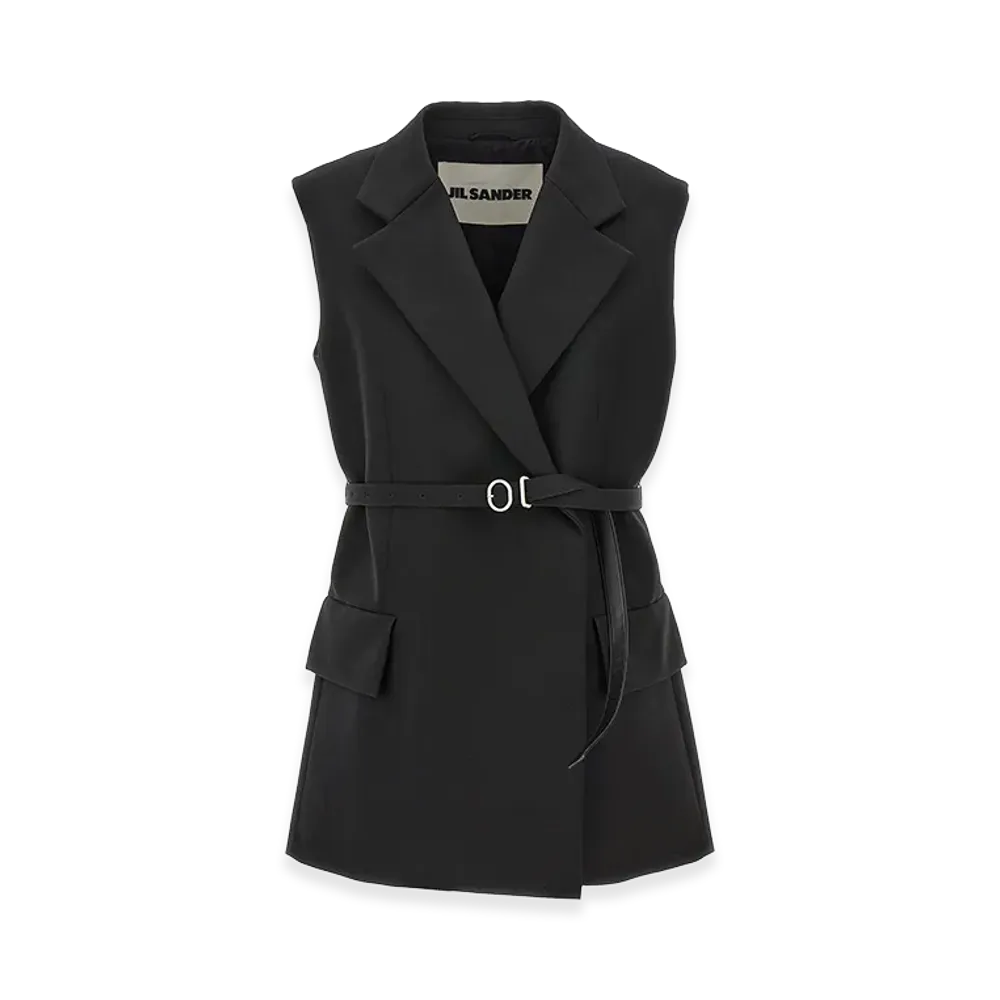 Jil Sander Women's Belt Wool Vest "Black"