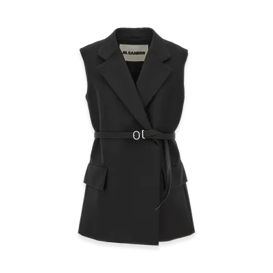 Jil Sander Women's Belt Wool Vest "Black"