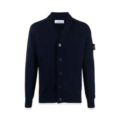 Stone Island 512B0 Stocking Stitch Cotton-Nylon Knit Cardigan - 22SS "Navy Blue"