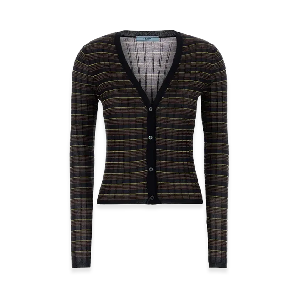 PRADA Women's Embroidered Knit Cardigan "Multicolor"