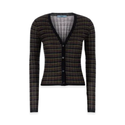 PRADA Women's Embroidered Knit Cardigan "Multicolor"