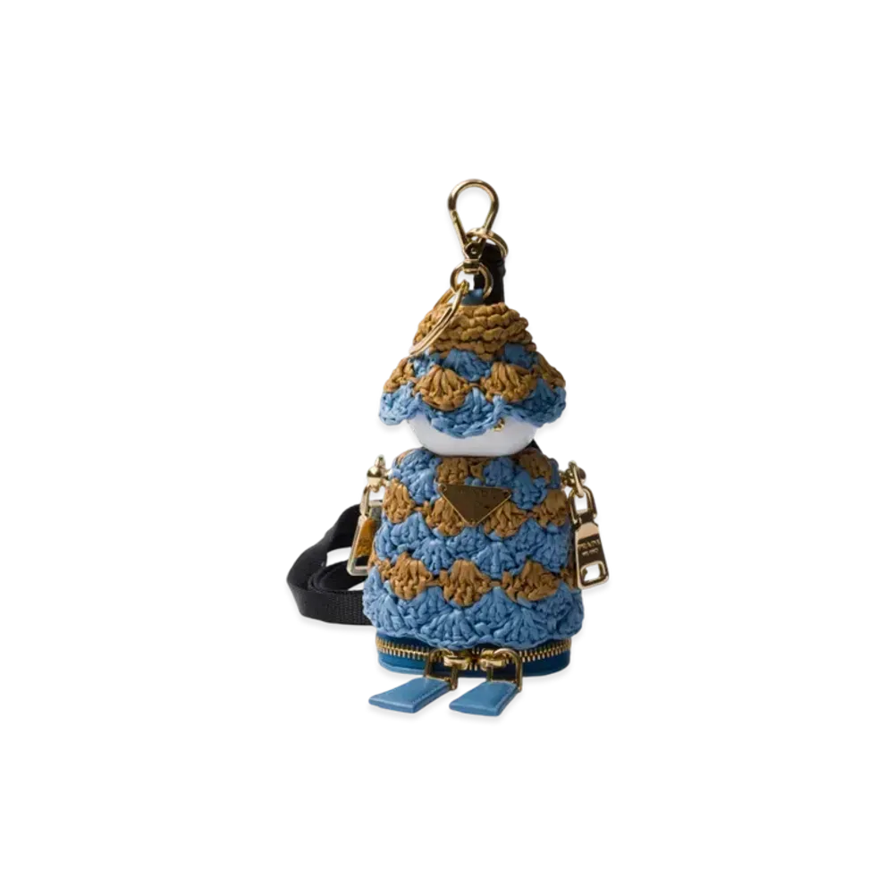 PRADA Soft Robot Crochet Bag Pendant "Light Blue/Camel"