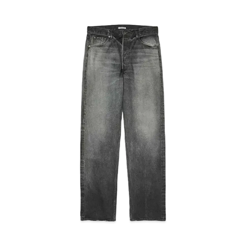 AURALEE Selvedge Faded Heavy Denim Wide Pants "Faded Black"