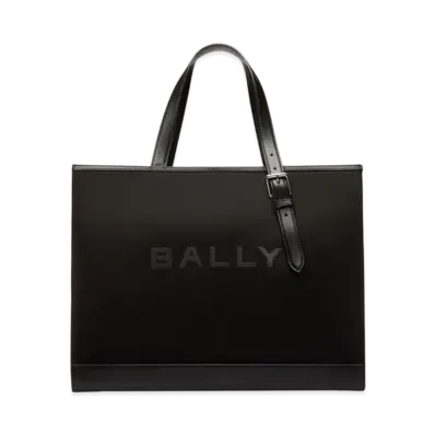 Bally Bar Tote Bag In Nylon and Leather "Black"