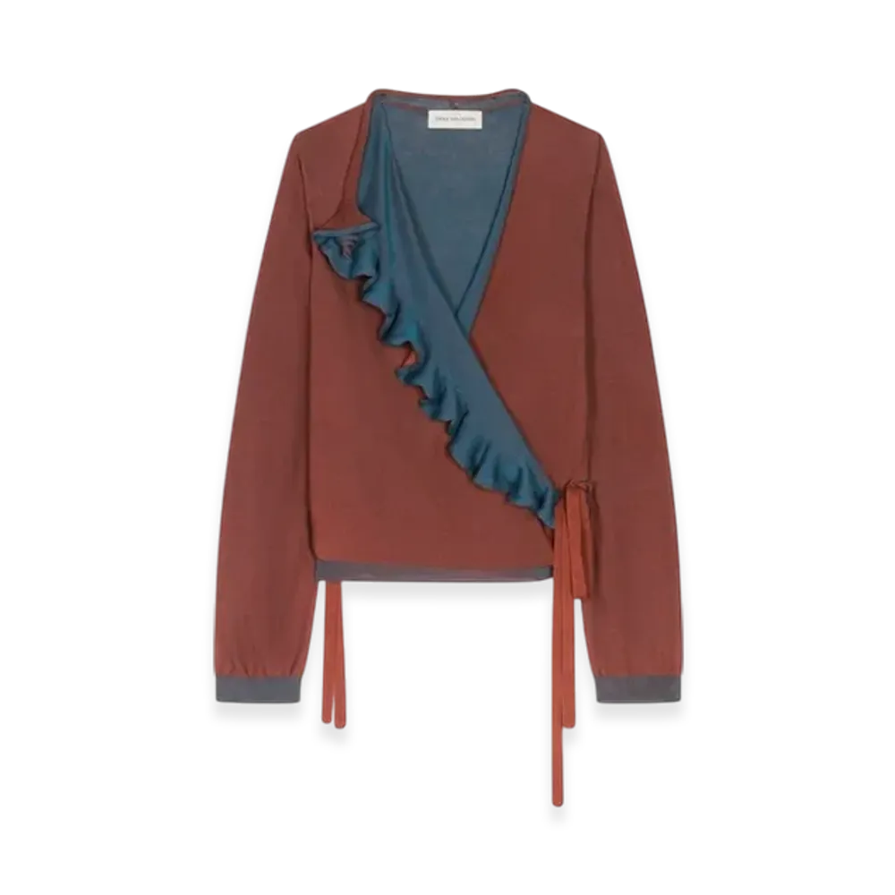 DRIES VAN NOTEN Women's Ruffled Sweater "Brown"