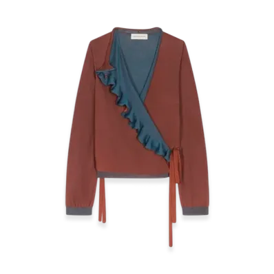 DRIES VAN NOTEN Women's Ruffled Sweater "Brown"