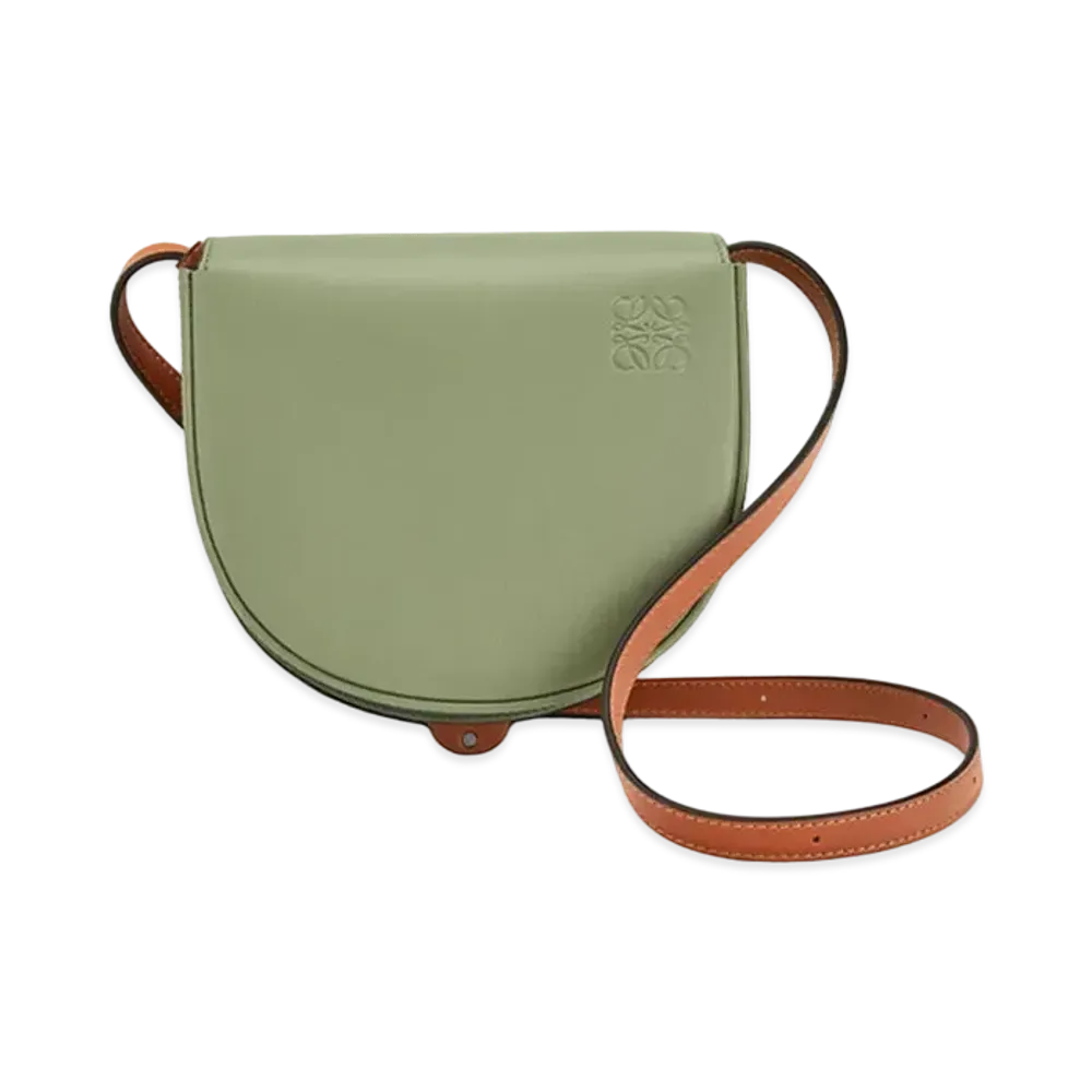 LOEWE Heel Duo Bag In Soft Natural Calfskin "Rosemary / Tan"