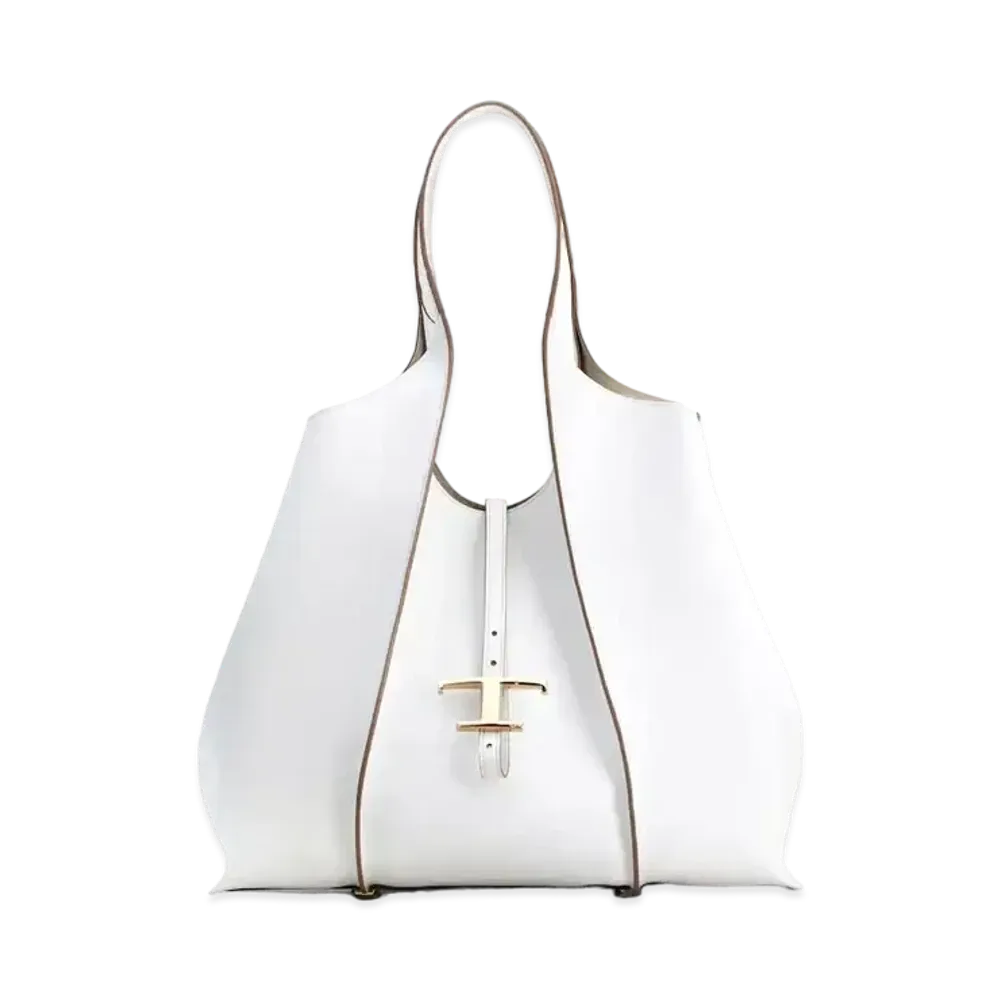 TOD'S Timeless Shopping Bag In Leather Medium "White"