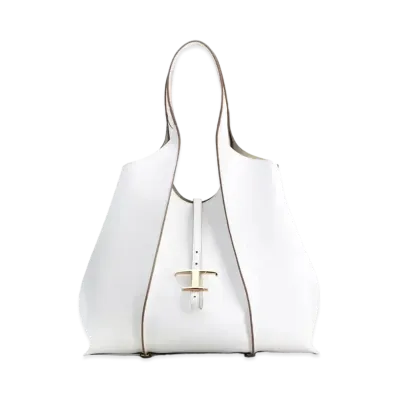 TOD'S Timeless Shopping Bag In Leather Medium "White"