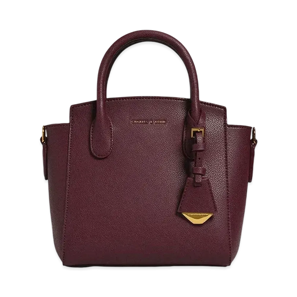 CHARLES & KEITH Double Handle Trapeze Tote Bag "Prune"