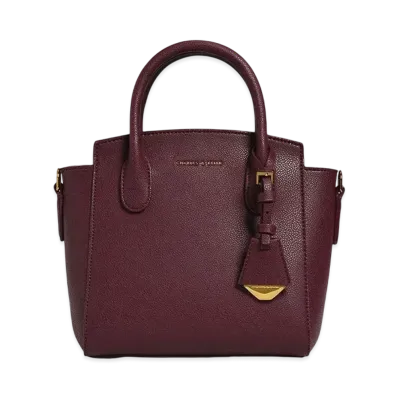 CHARLES & KEITH Double Handle Trapeze Tote Bag "Prune"