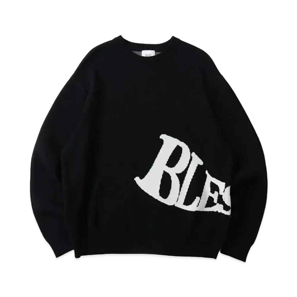 BLESS U Wave Logo Knit "Black"