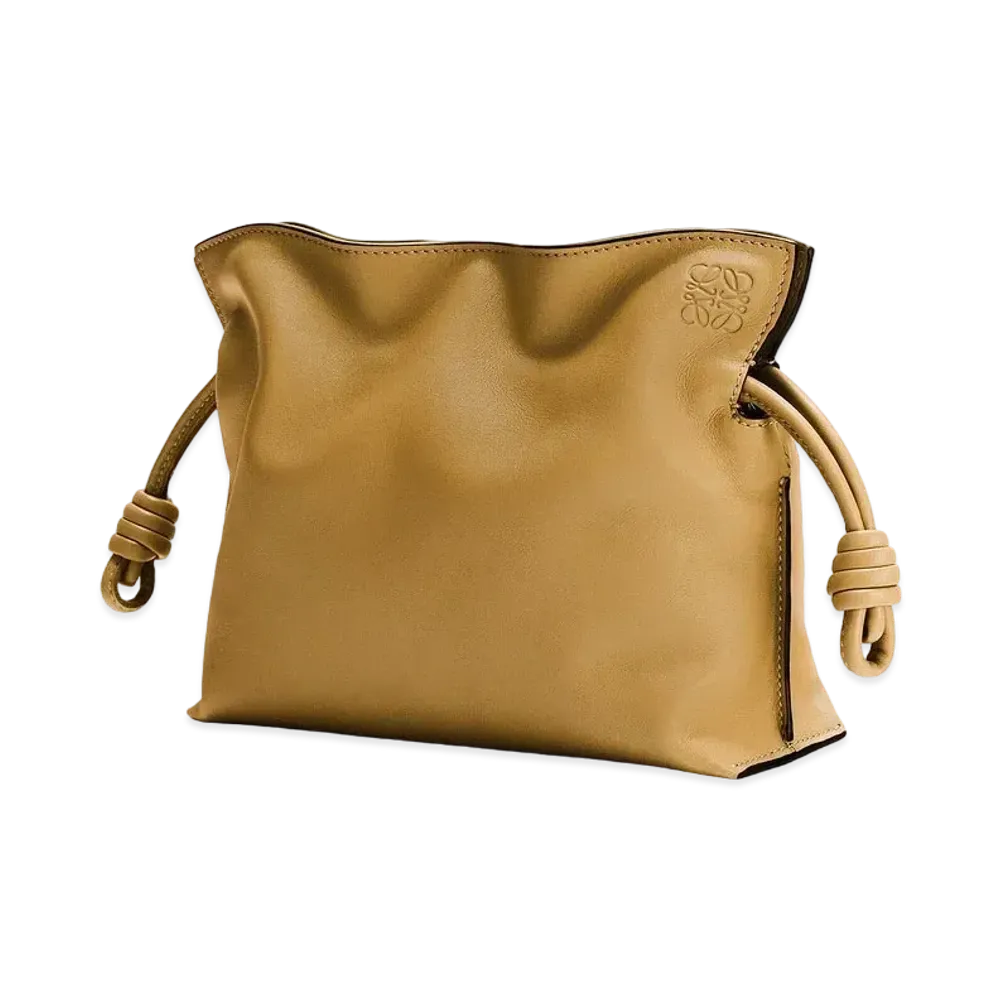 LOEWE Mini Flamenco Clutch In Nappa Calfskin "Ochre Green"