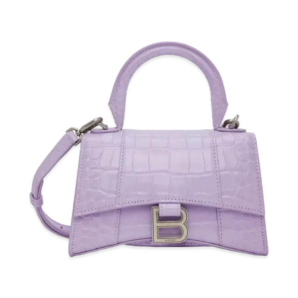 BALENCIAGA Hourglass XS Calfskin Bag "Lilac"