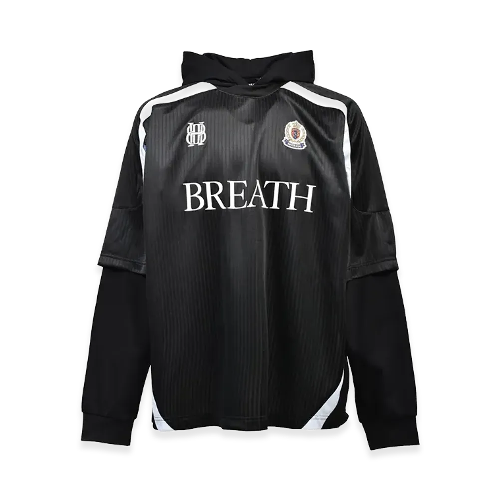 BREATH BH Logo Layered Game Shirt Hoodie "Black"