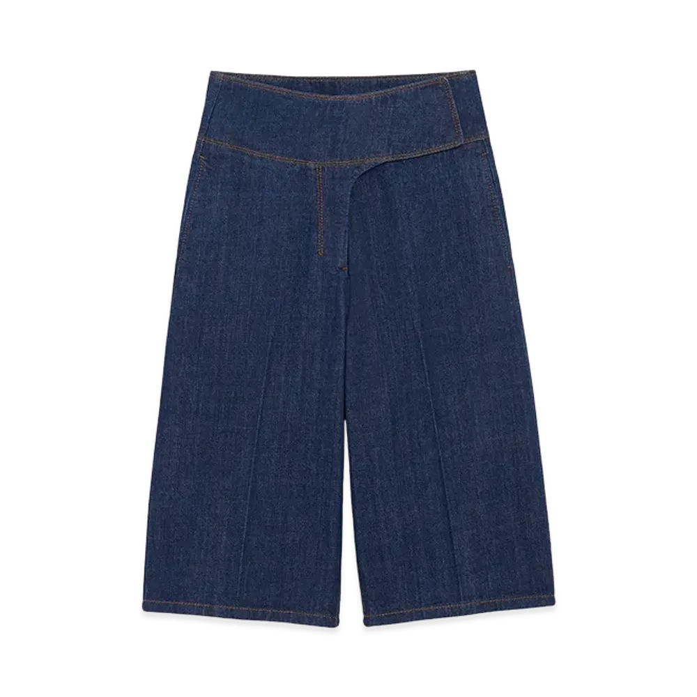 AMI PARIS Cotton Wrapped Belted Bermuda Shorts "Blue"