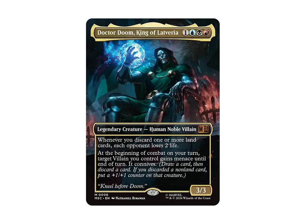 ラトベリアの王、ドクター・ドゥーム M :フォイル :ボーダーレス版 [MSC 0006]【英語版】(コレクター・ブースター「マーベル スーパー・ヒーローズ」)