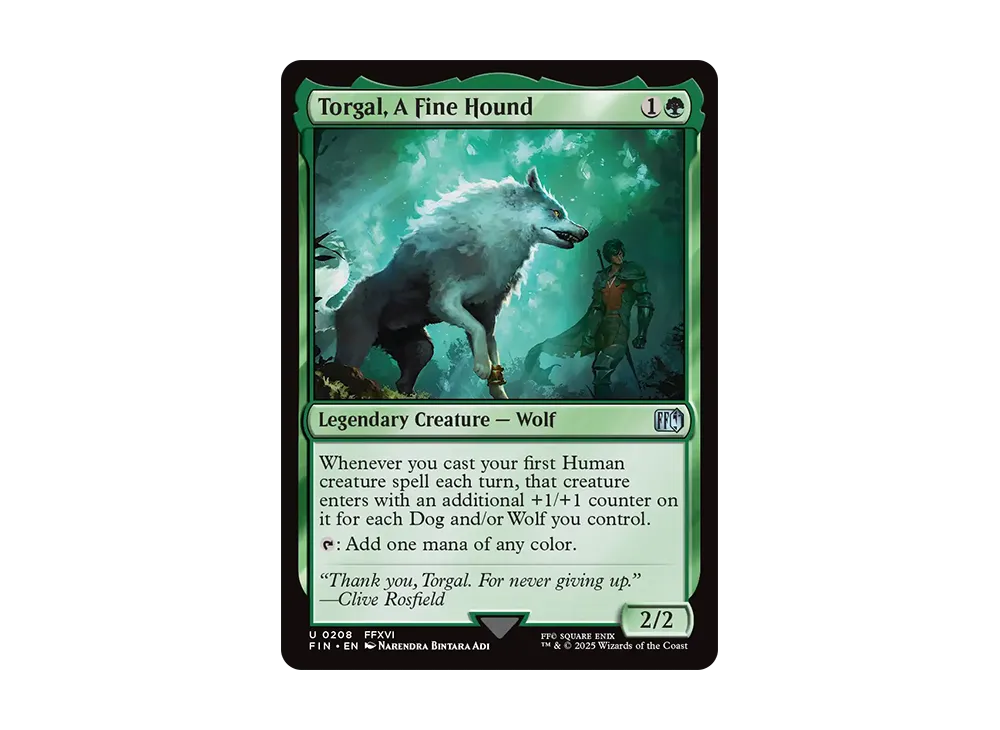 torgal mtg card Magic The Gathering - Universes Beyond - Final Fantasy Makura Tami Power/Toughness2/2 Legalities LEGALStandard LEGALFuture LEGALHistoric LEGALTimeless LEGALGladiator LEGALPioneer LEGALExplorer LEGALModern LEGALLegacy NOT LEGALPauper LEGALVintage NOT LEGALPenny LEGALCommander LEGALOathbreaker LEGALStandardbrawl LEGALBrawl NOT LEGALAlchemy NOT LEGALPauper Commander LEGALDuel NOT LEGALOldschool NOT LEGALPremodern NOT LEGALPredh Whenever you cast your first Human creature spell each turn Torgal A Fine Hound U