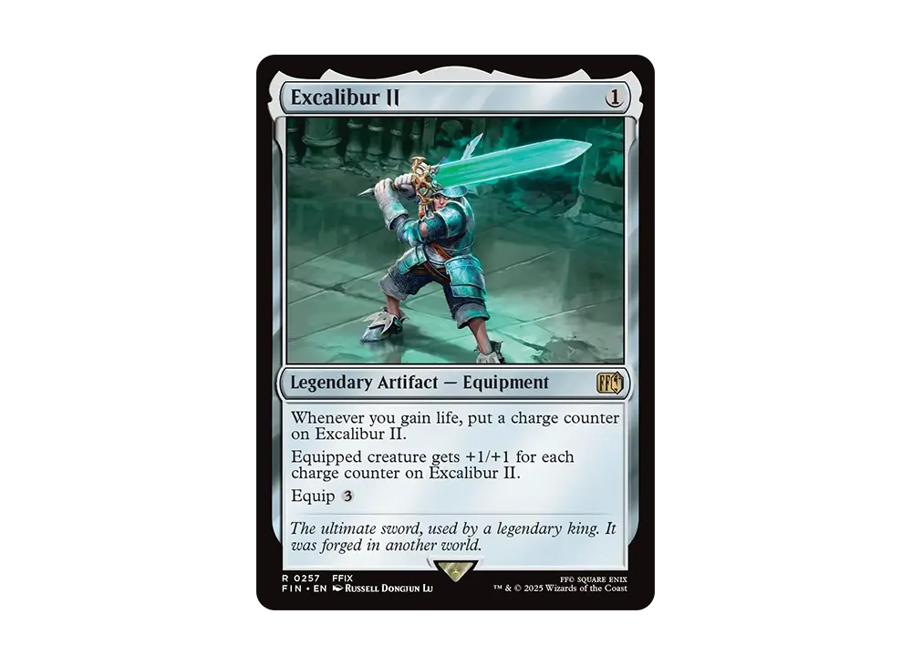 mtg final fantasy excalibur 2 II [352] [Borderless] [FINAL FANTASY] [Foil]  Face to Face Games Equipped creature gets +1/+1 for each charge counter on Excalibur II. Excalibur II R :Foil [FIN