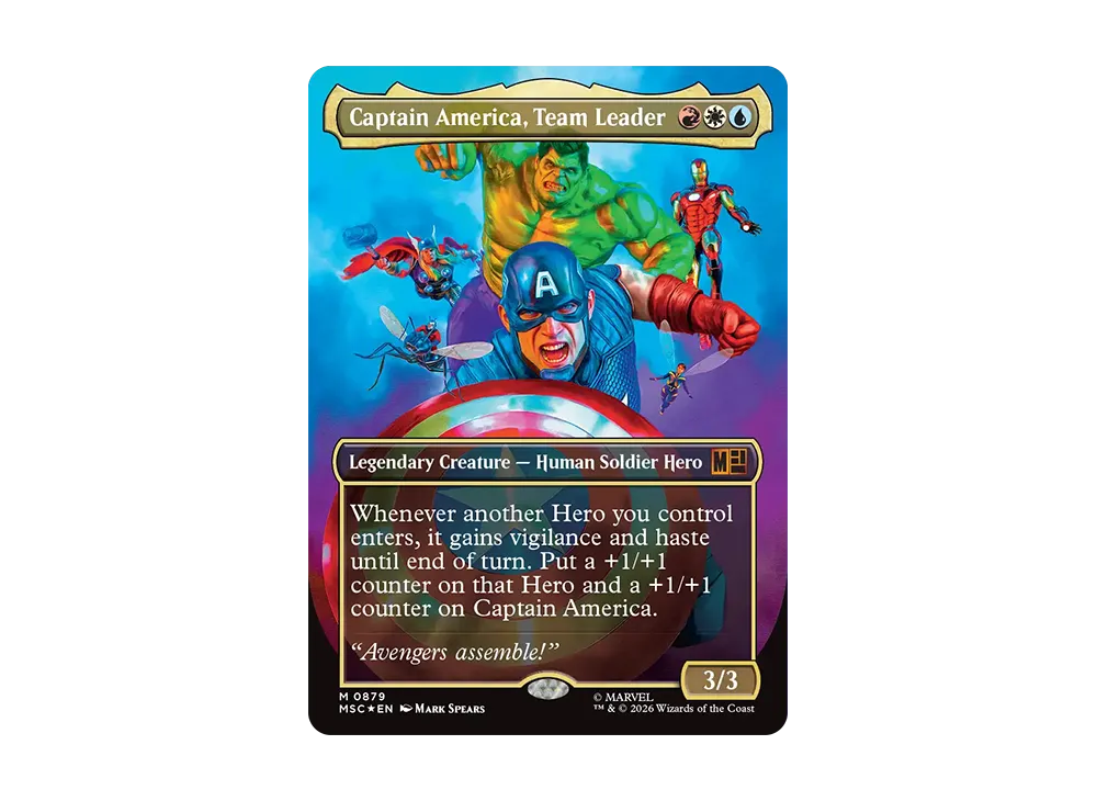 チームのリーダー、キャプテン・アメリカ M :フォイル :ボーダーレス版 [MSC 0879]【英語版】(統率者デッキ:コレクターズエディション「マーベル スーパー・ヒーローズ アベンジャーズ・アッセンブル」)