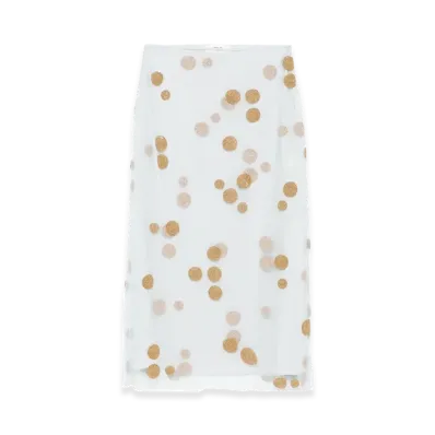 FENDI Women's Embroidered Tulle Long Skirt "Light Blue"