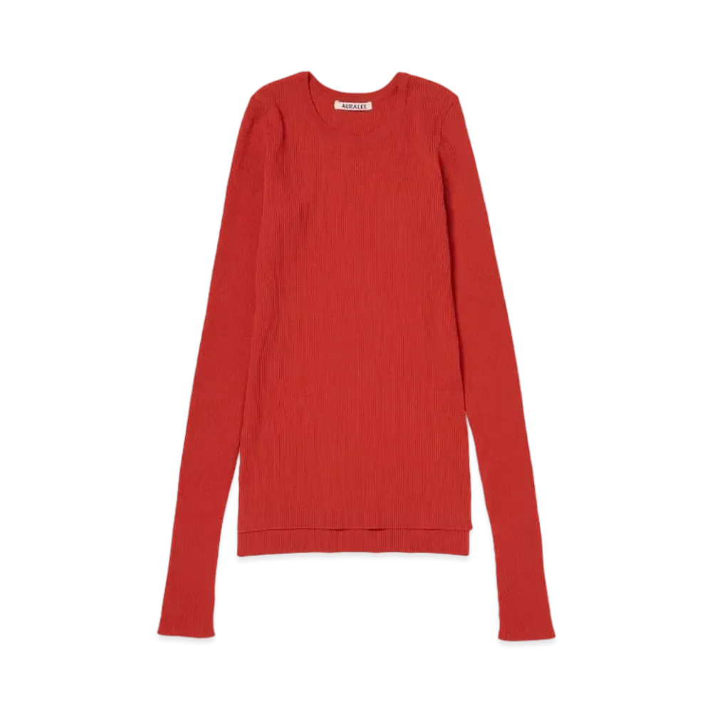 AURALEE Super Fine Wool High Gauge Rib Knit P/O "Red"