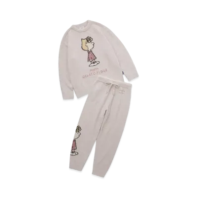 GELATO PIQUE x PEANUTS Baby Moko Jacquard Pullover & Long Pants Set "Pink"