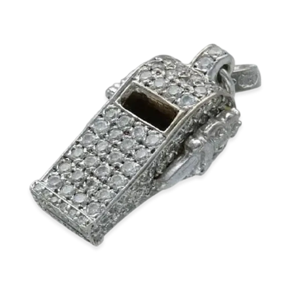 Chrome Hearts 18K Tiny Whistle Pave Diamond Charm "White Gold"