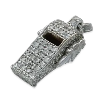 Chrome Hearts 18K Tiny Whistle Pave Diamond Charm "White Gold"
