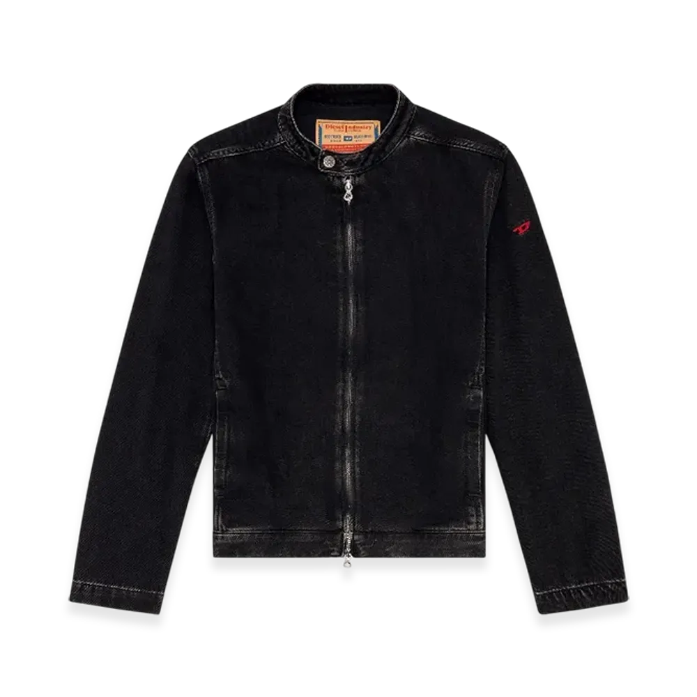 Diesel D-Glory Moto Jacket In Clean-Wash Denim "Black"
