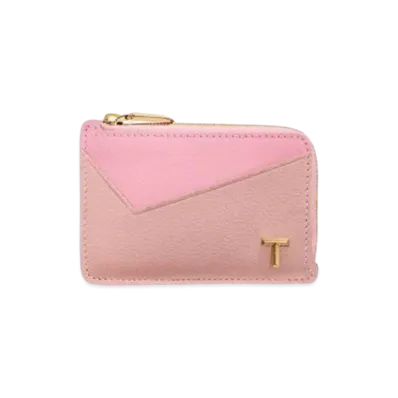 Tiffany & Co. Tiffany T Zip Card Case In Colorblock Leather "Pink"