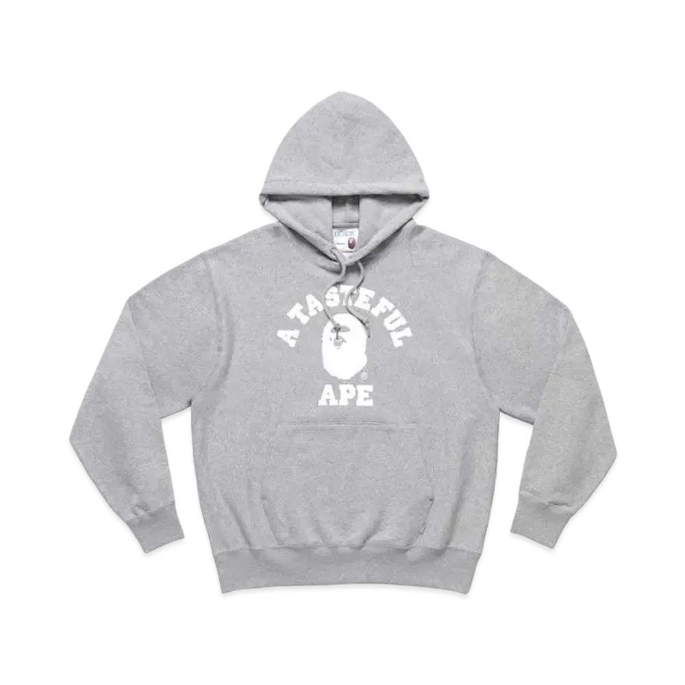 A BATHING APE X JJJJOUND RELAXED CLASSIC COLLEGE PULLOVER HOODIE "Grey"