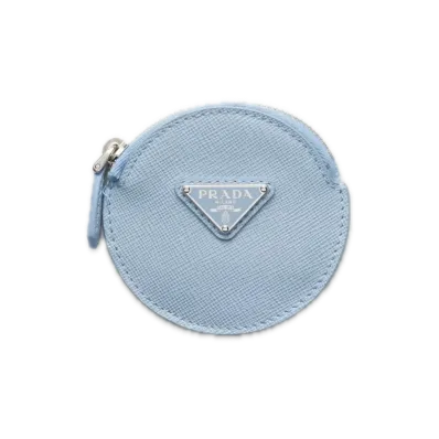 PRADA Saffiano Triangle Coin Case "Light Blue"