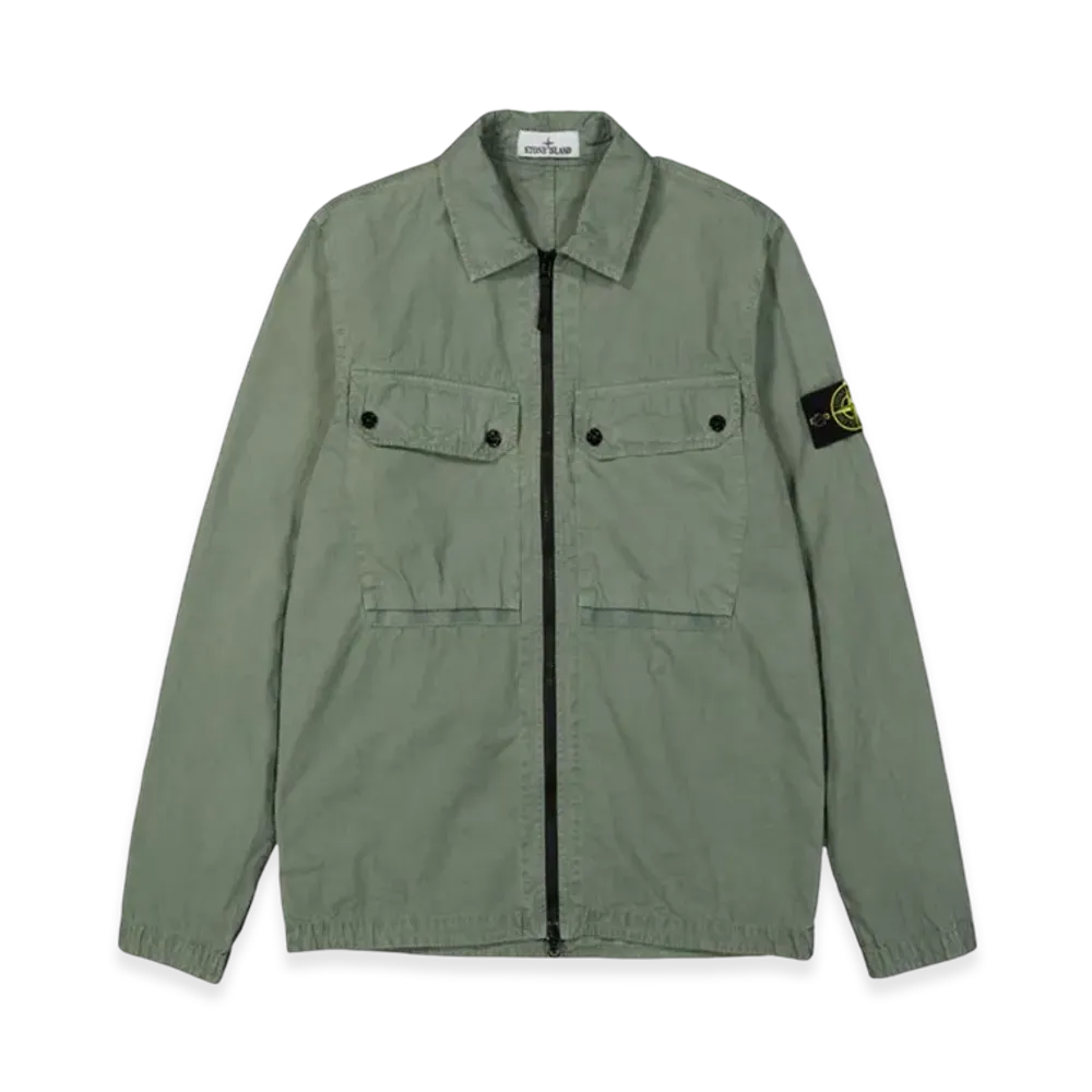 Stone Island 102WN Brushed Organic Cotton Overshirt - 23FW "Sage Green"