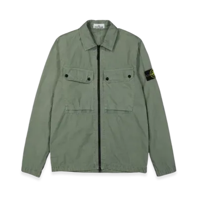 Stone Island 102WN Brushed Organic Cotton Overshirt - 23FW "Sage Green"