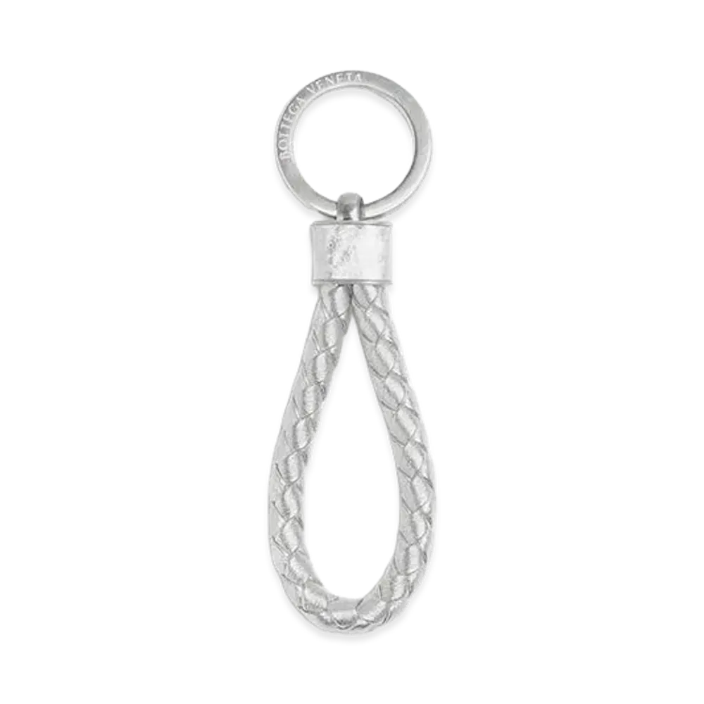 Bottega Veneta Intrecciato Key Ring "Silver"