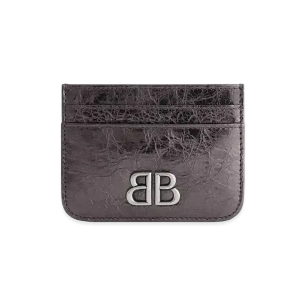 BALENCIAGA Monaco Card Holder Metallized "Dark Grey"