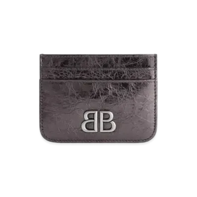 BALENCIAGA Monaco Card Holder Metallized "Dark Grey"