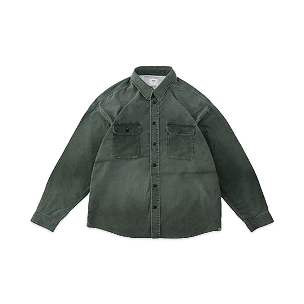 visvim LUMBER KHADI CHECK L/S DMGD "Green"