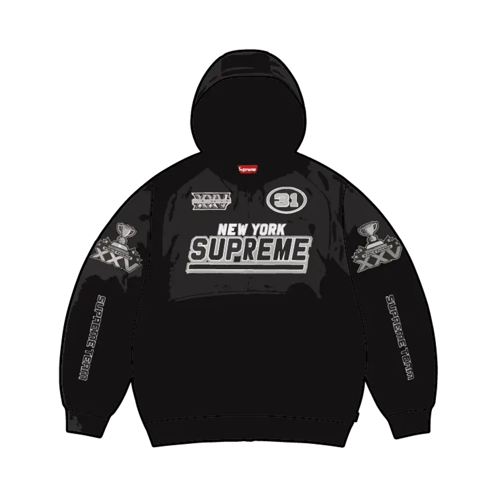 Supreme Football Zip Up Hooded Sweatshirt "Black"